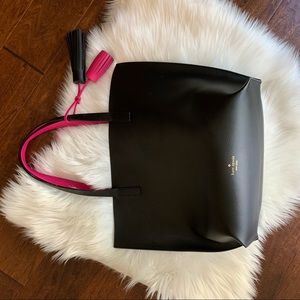 Kate Spade black & pink tassel tote bag